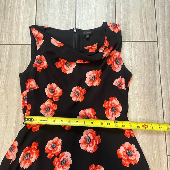 Talbots Floral Sleeveless Cowl Lined Dress Black 2 - Picture 4 of 7